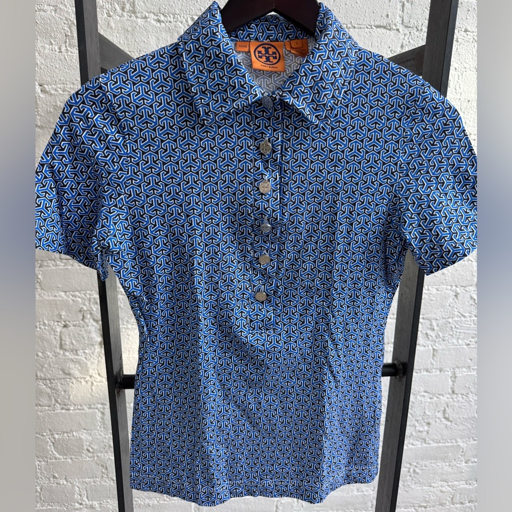 Tory Burch slim fit polo shirt, logo button front, size small